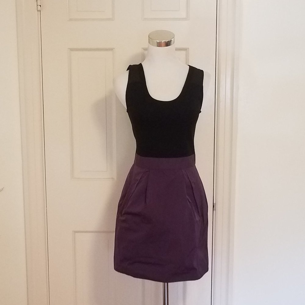 Theory Dristi Sleeveless Scoop Neck Black Purple Dress sz 2